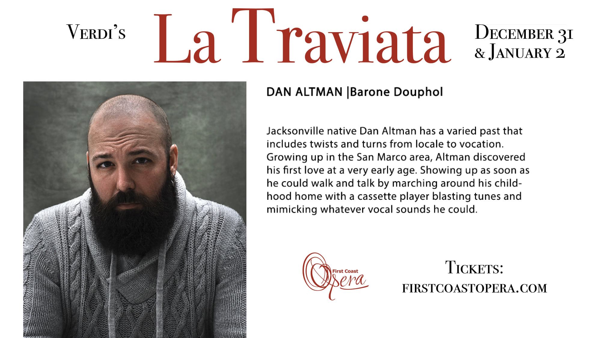 MEET THE ARTIST // Daniel Altman will... - First Coast Opera | Facebook