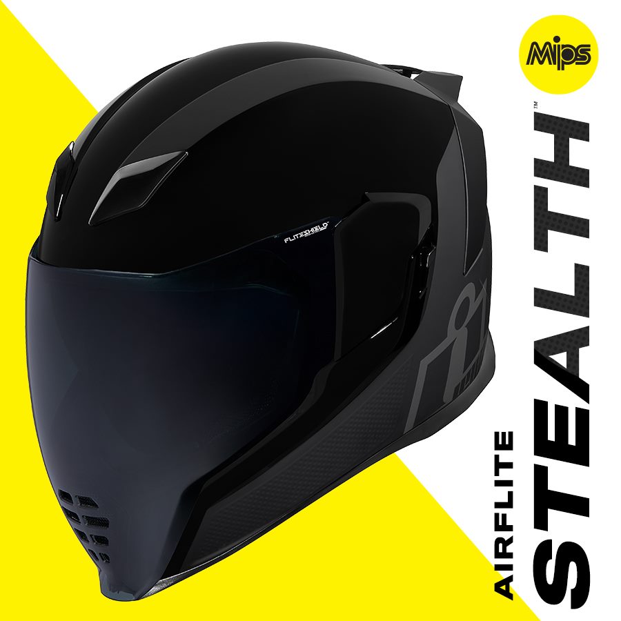 icon airflite mips helmet stealth Dark Motorcycle - Matt Black / 59-60cm replace it with the Airflite visor and the helmet goes from street to dirt in a matter of moments Icon Airflite MIPS Demo Helmet