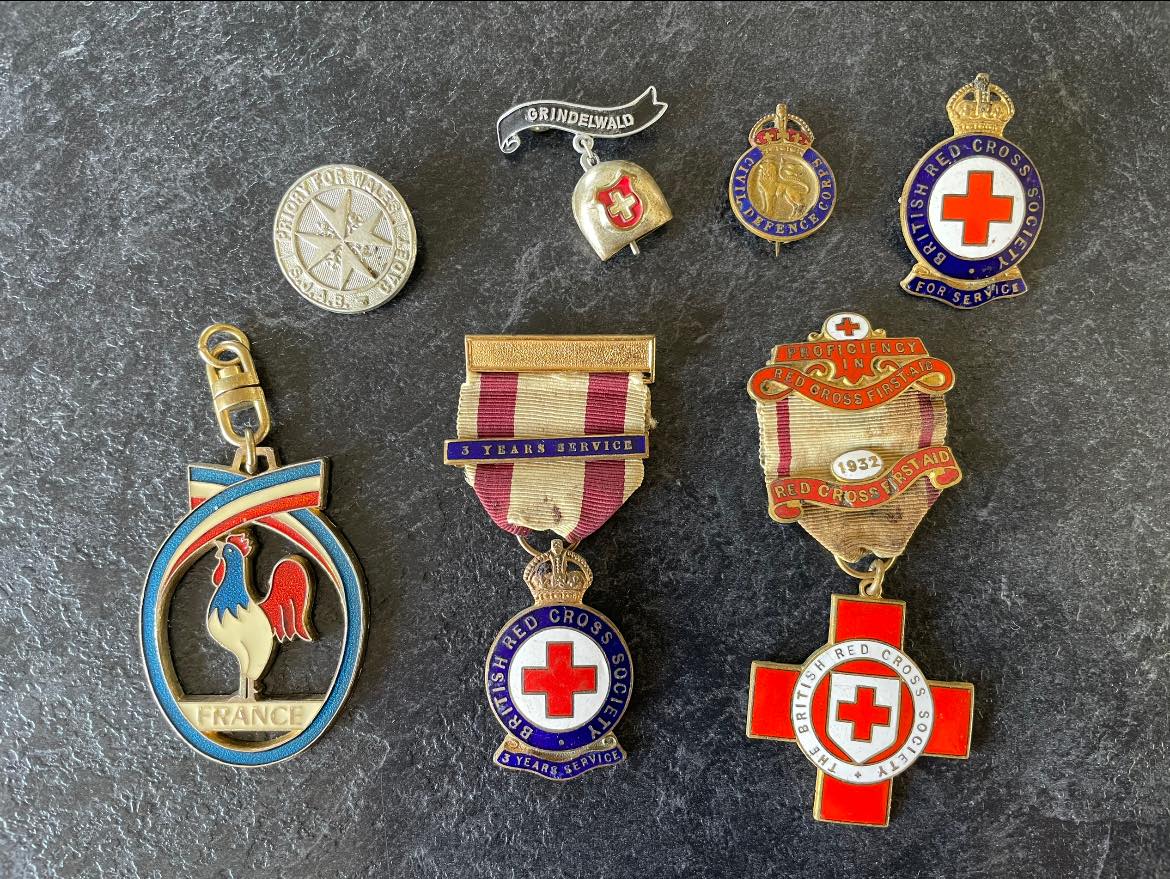 WW2 lady's Red Cross and St John's badges and medals