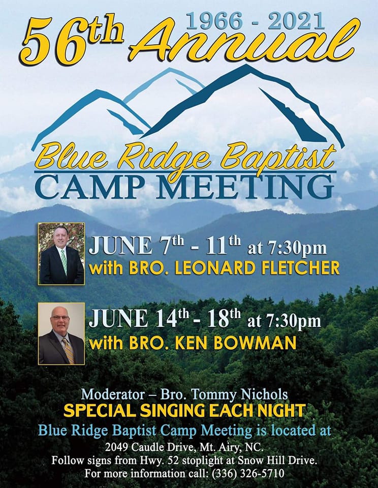 Our singers tonight will... - Blue Ridge Baptist Campmeeting