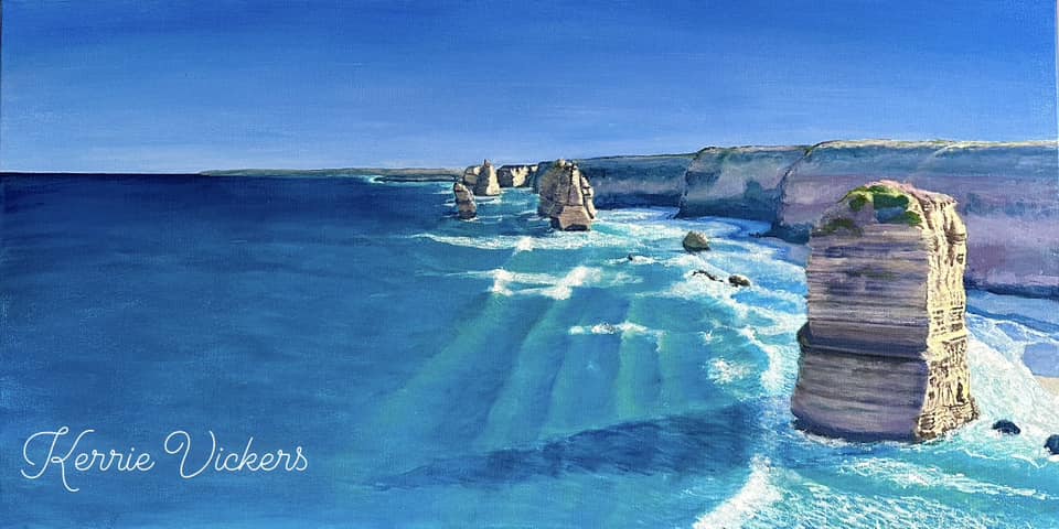 Acrylic painting of the Twelve Apostles in Victoria, Australia