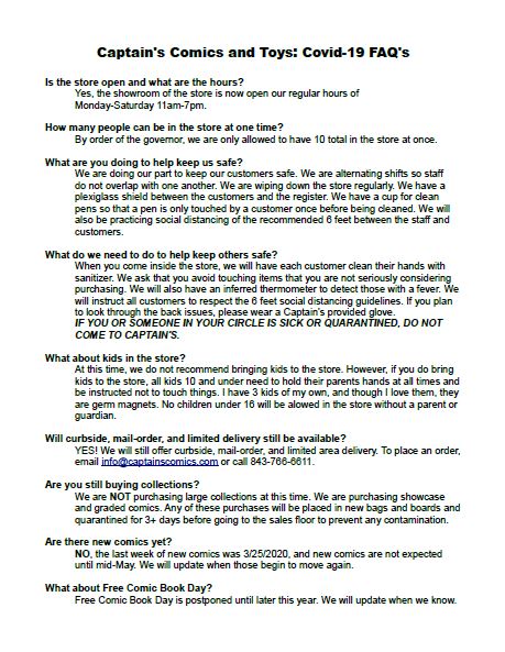 Here is a list of FAQ's and... - Captain's Comics and Toys | Facebook