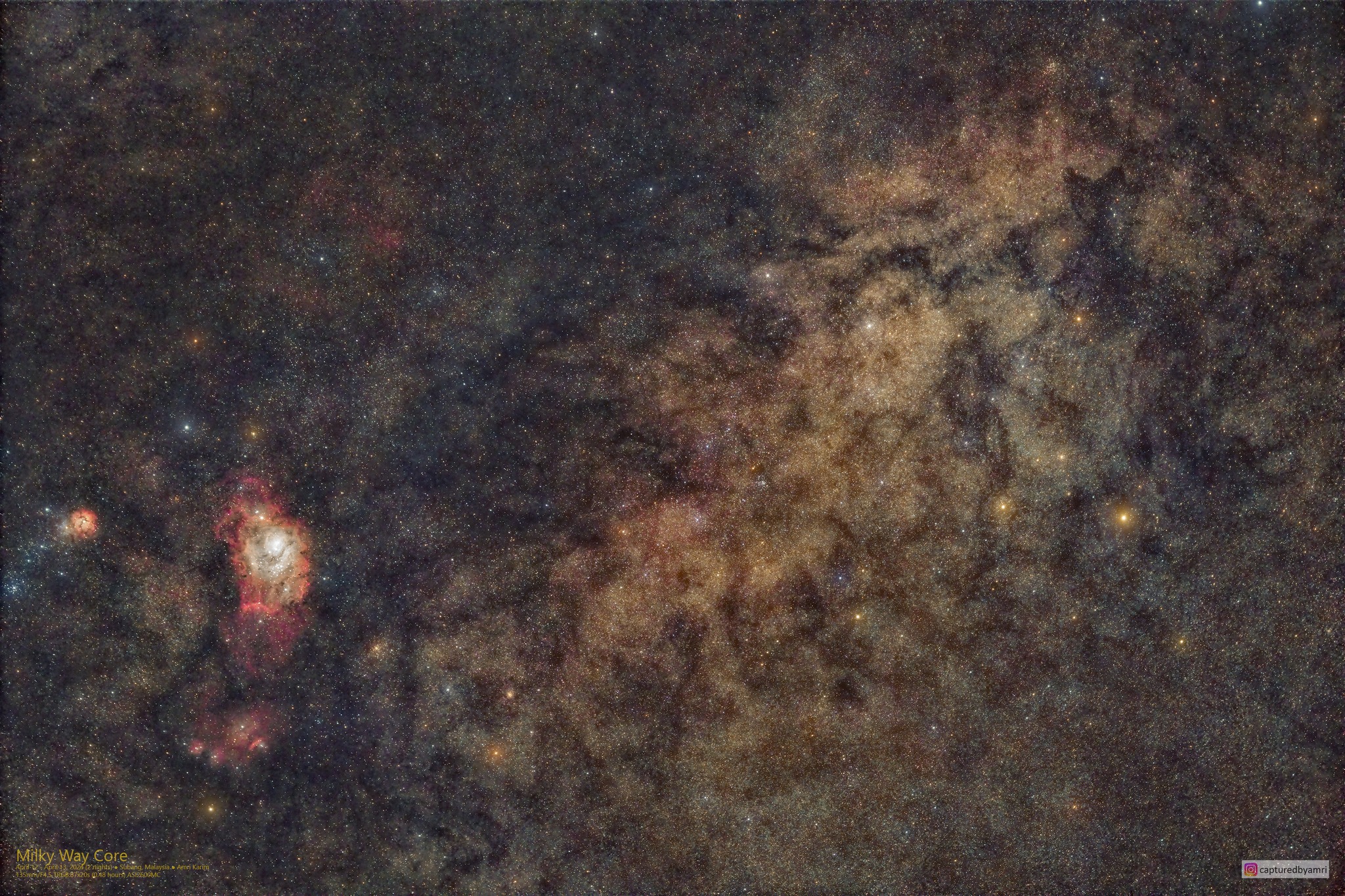 Capturing Milky Way core colors from Bortle 8-9 skies with ZWO