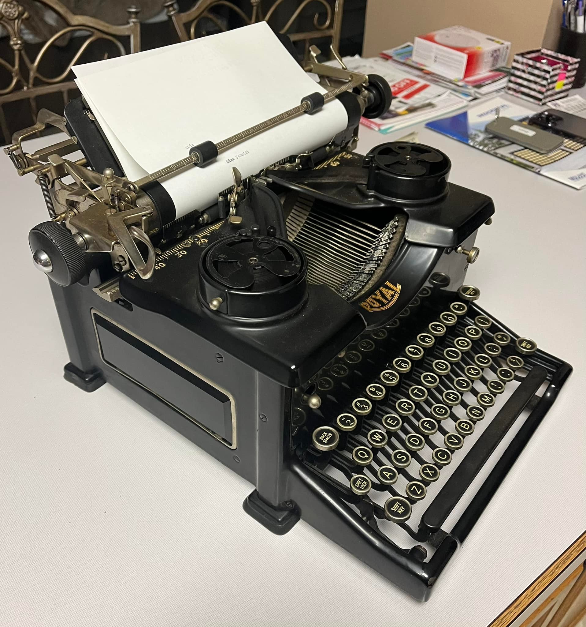 Restored 1920 Royal 10 typewriter with working ribbon