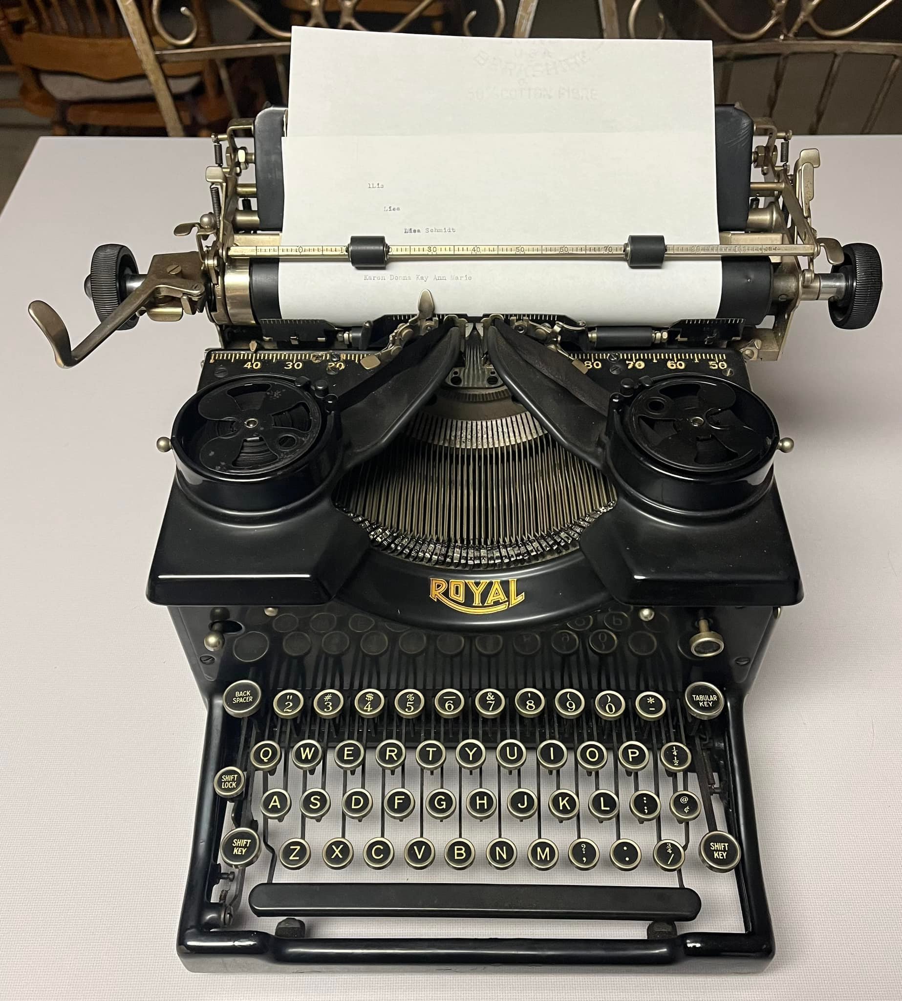 Restored 1920 Royal 10 typewriter with working ribbon