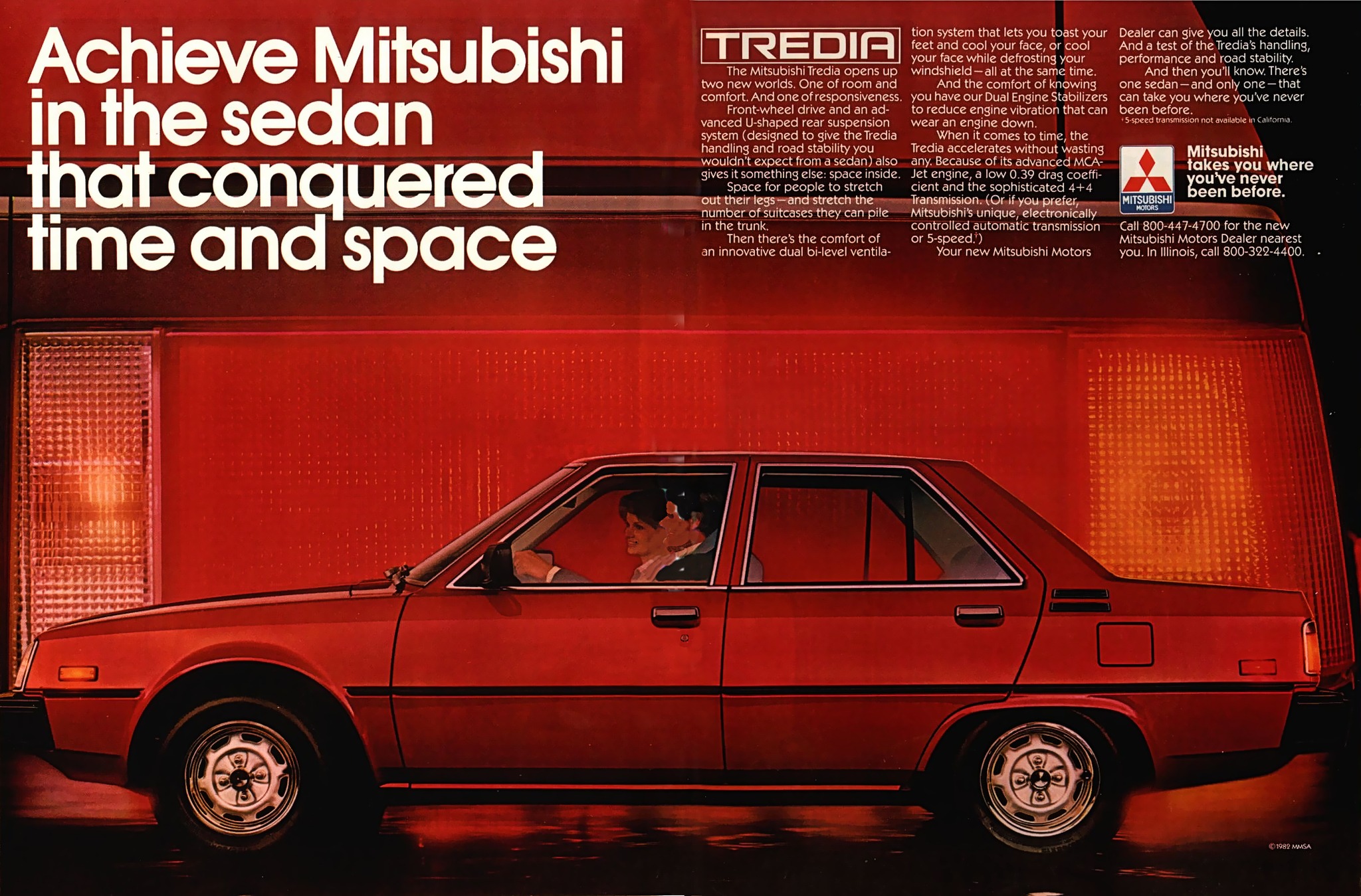 1983 Mitsubishi Tredia Ad. Time Magazine, November 29th 1982.