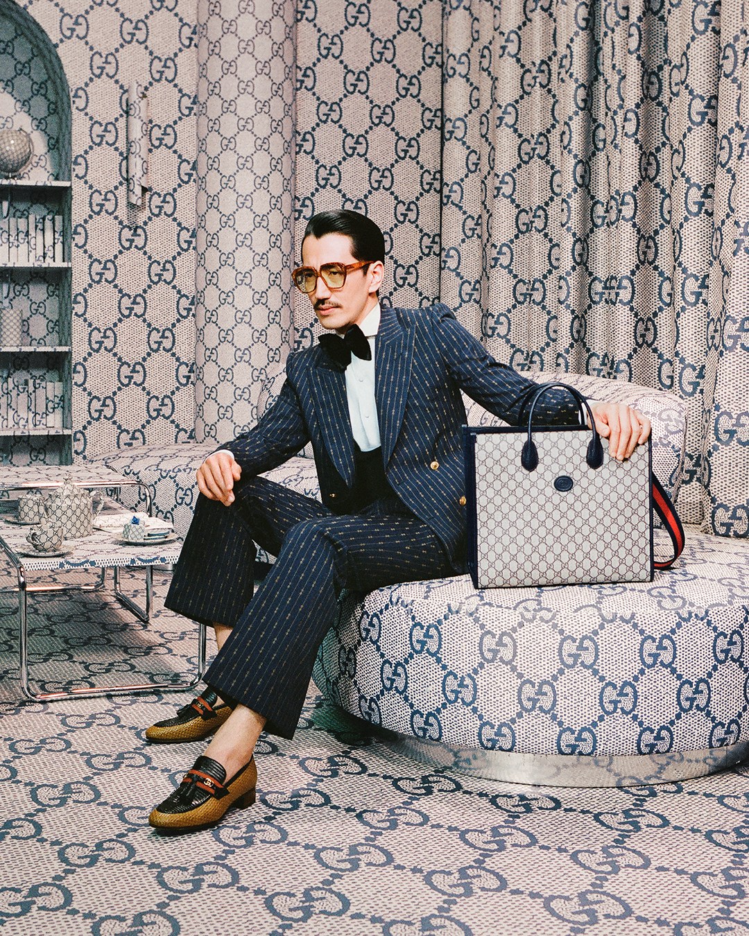 First introduced in the '70s, the blue GG monogram progresses the