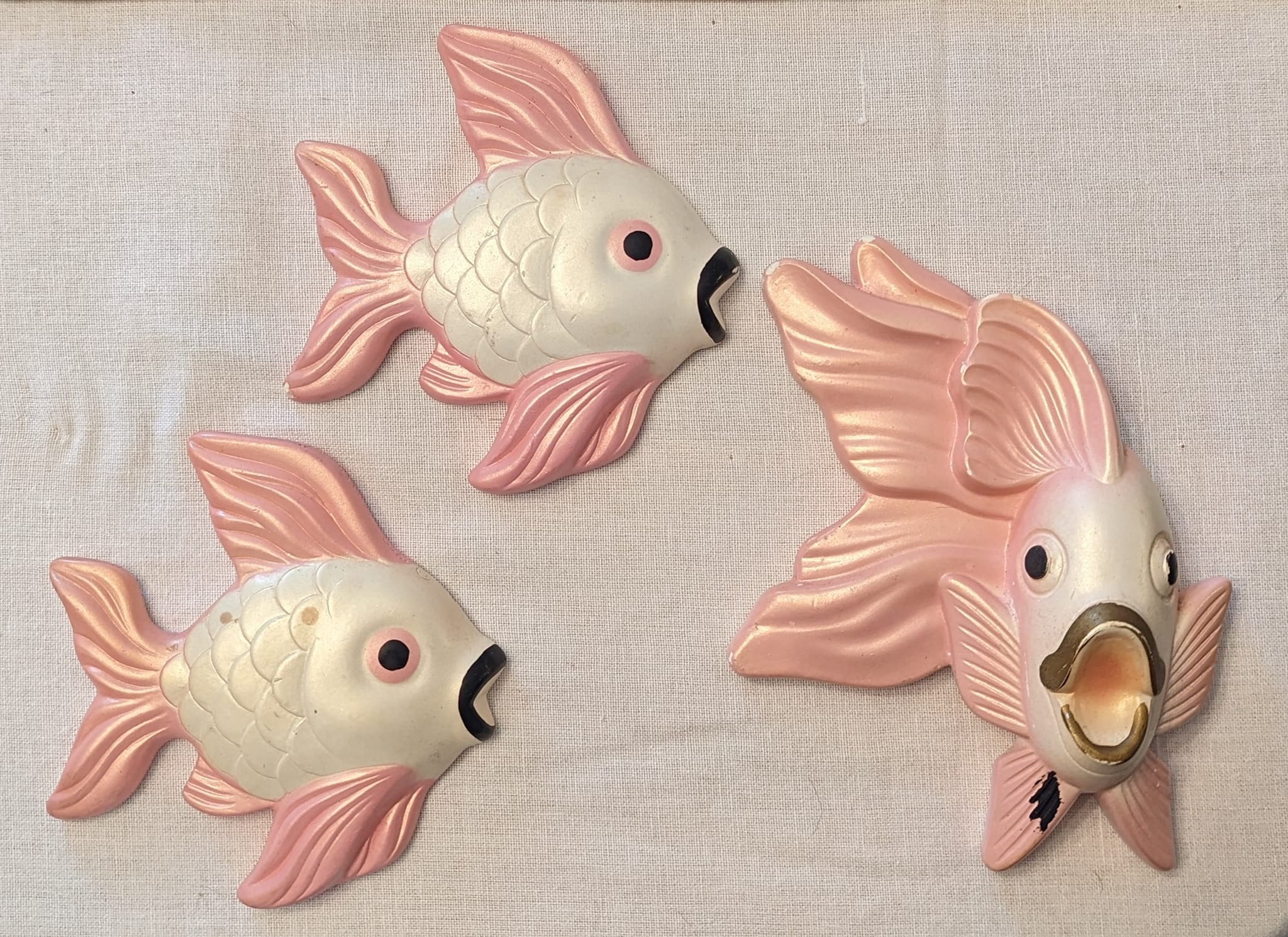 1960s vintage chalkware fish decor