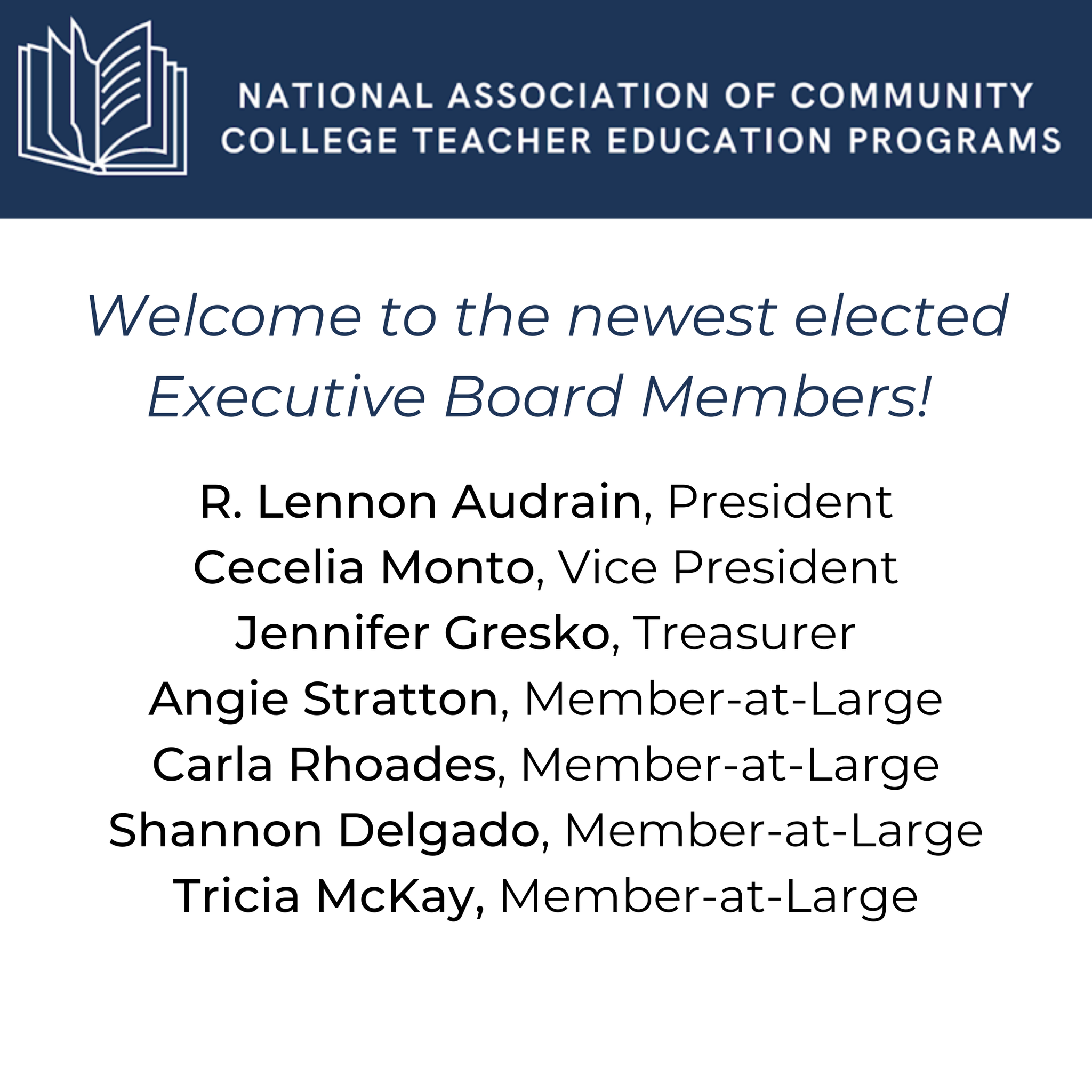 NACCTEP - NACCTEP would like to welcome our newly elected... | Facebook