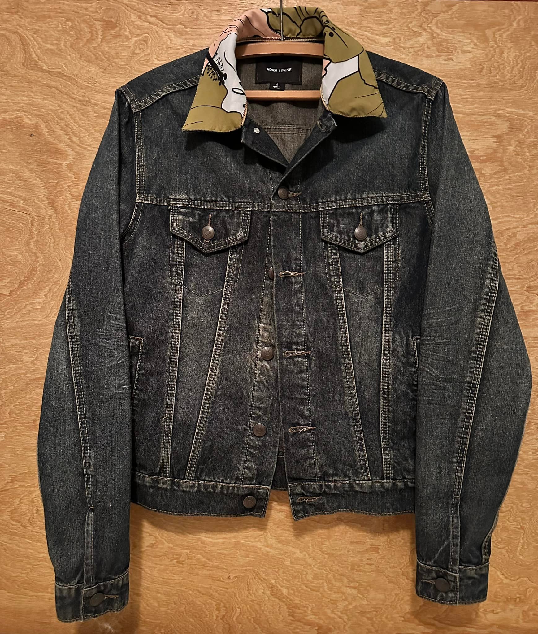 Upcycled jean jackets with Hawaiian designer fabric