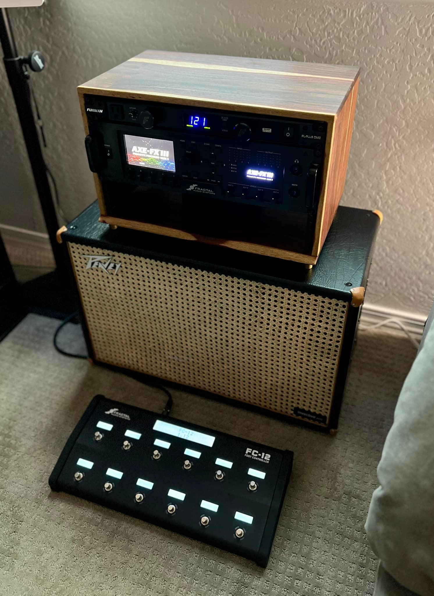 Custom granadillo wood rack for Fractal Audio Axe-Fx III