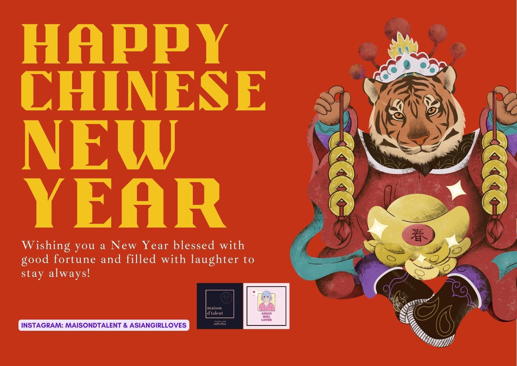 新年快乐，万事如意！ (Xīnnián kuàilè, wànshì rúyì!) 