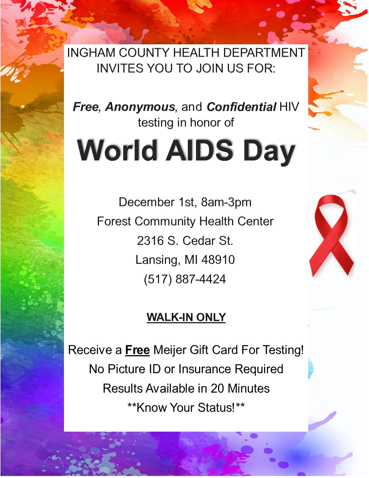 Ingham County Health Department - Know your status! ICHD is providing ...