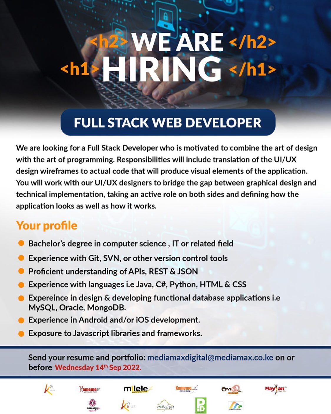 K24 TV - Full Stack Web Developer Wanted. Send your CV... | Facebook