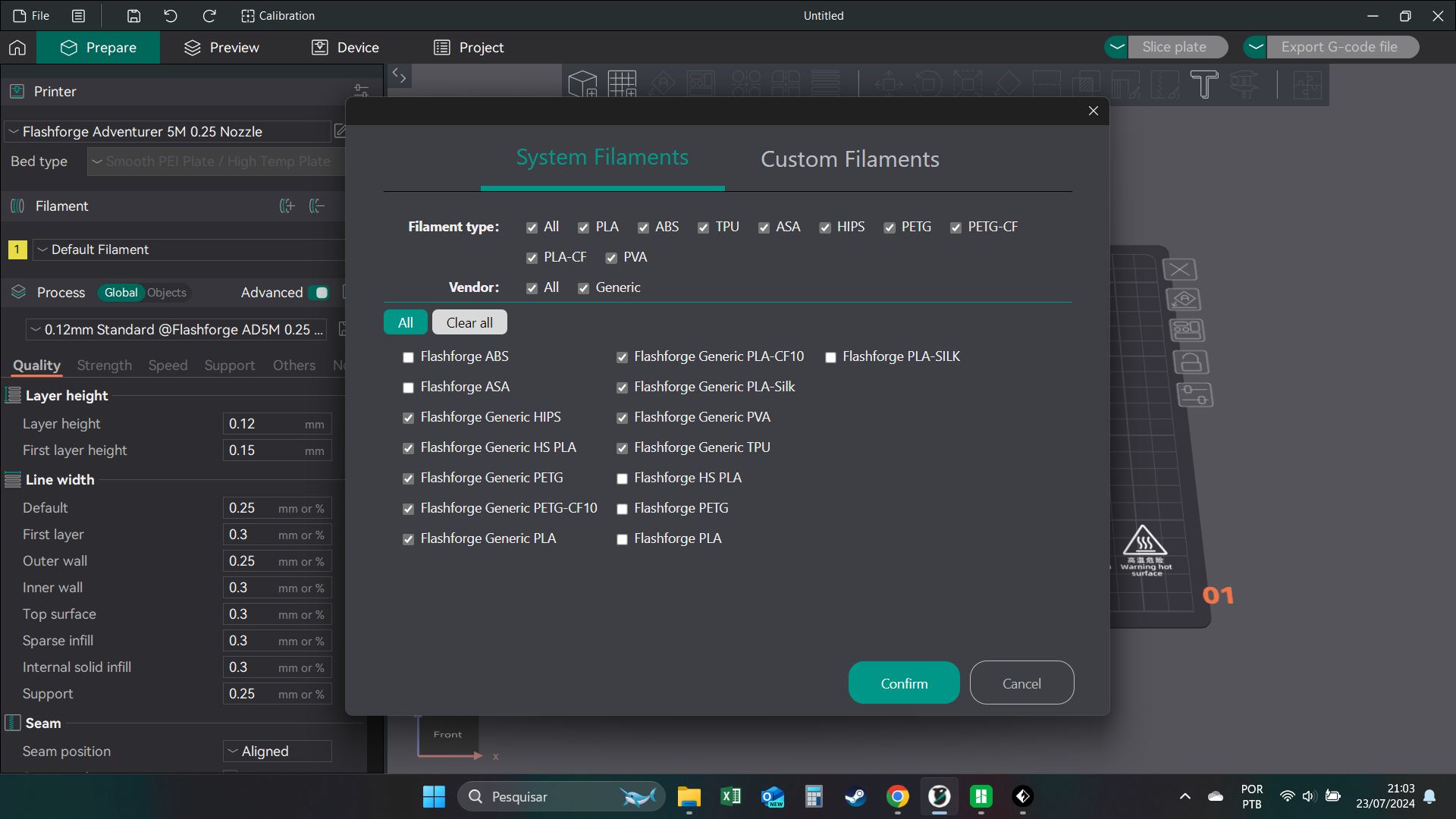 orcaslicer settings for ff-ad5m .4mm nozzle