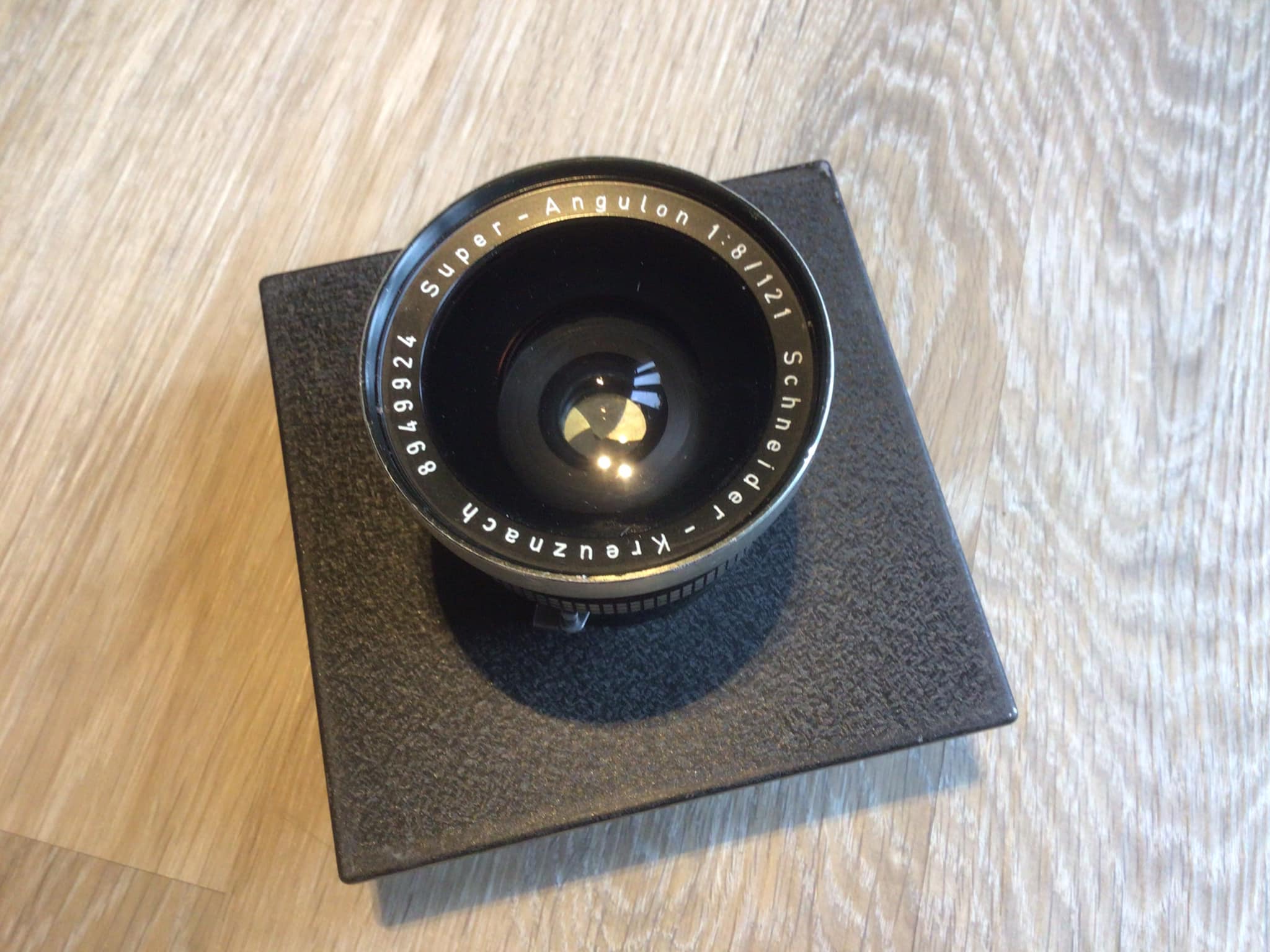 Schneider Angulon f6.8 165mm on Compur #2 shutter, wide angle