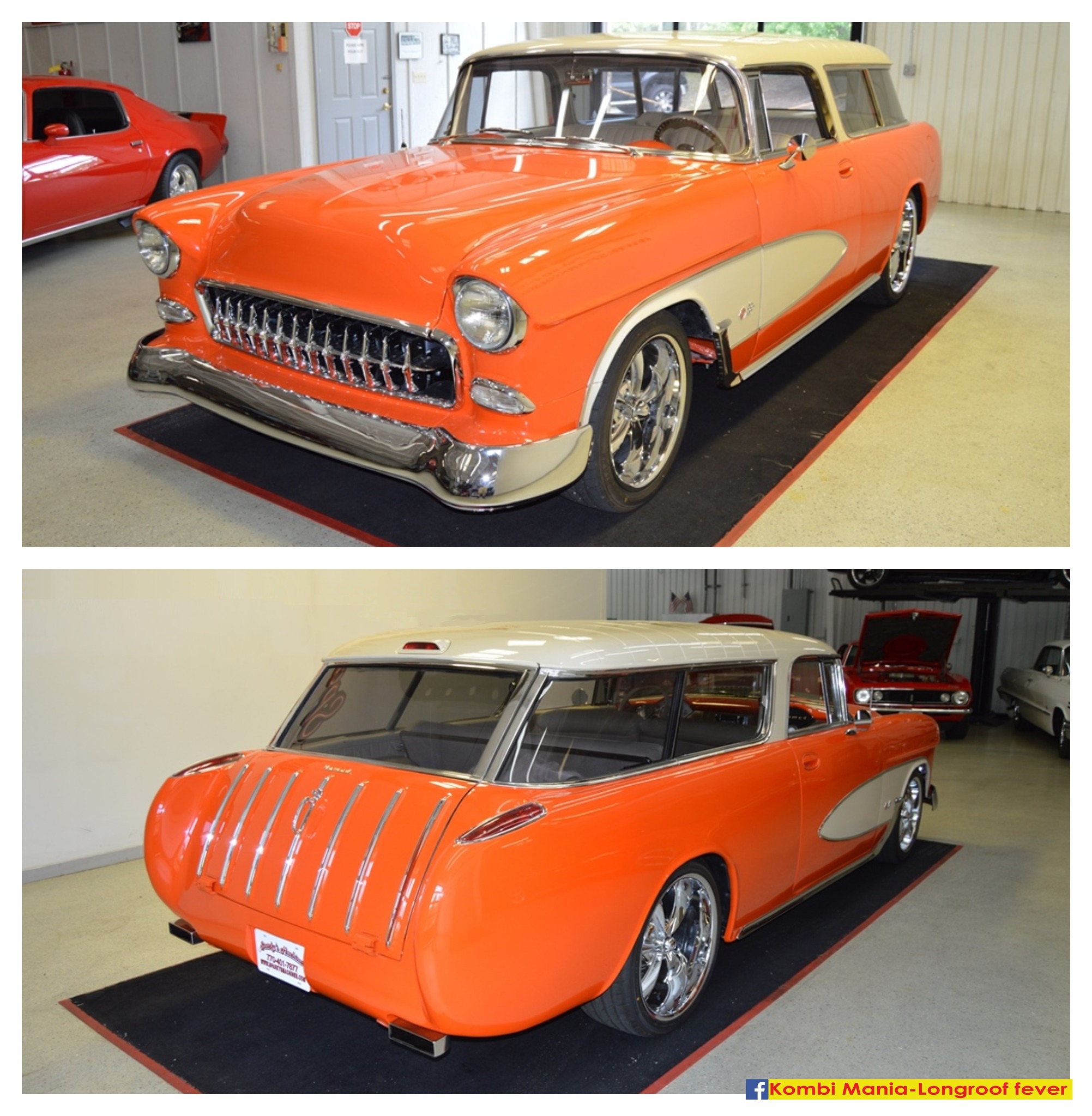 This is a 1955 Chevrolet Nomad with a 1959 Corvette tail end.