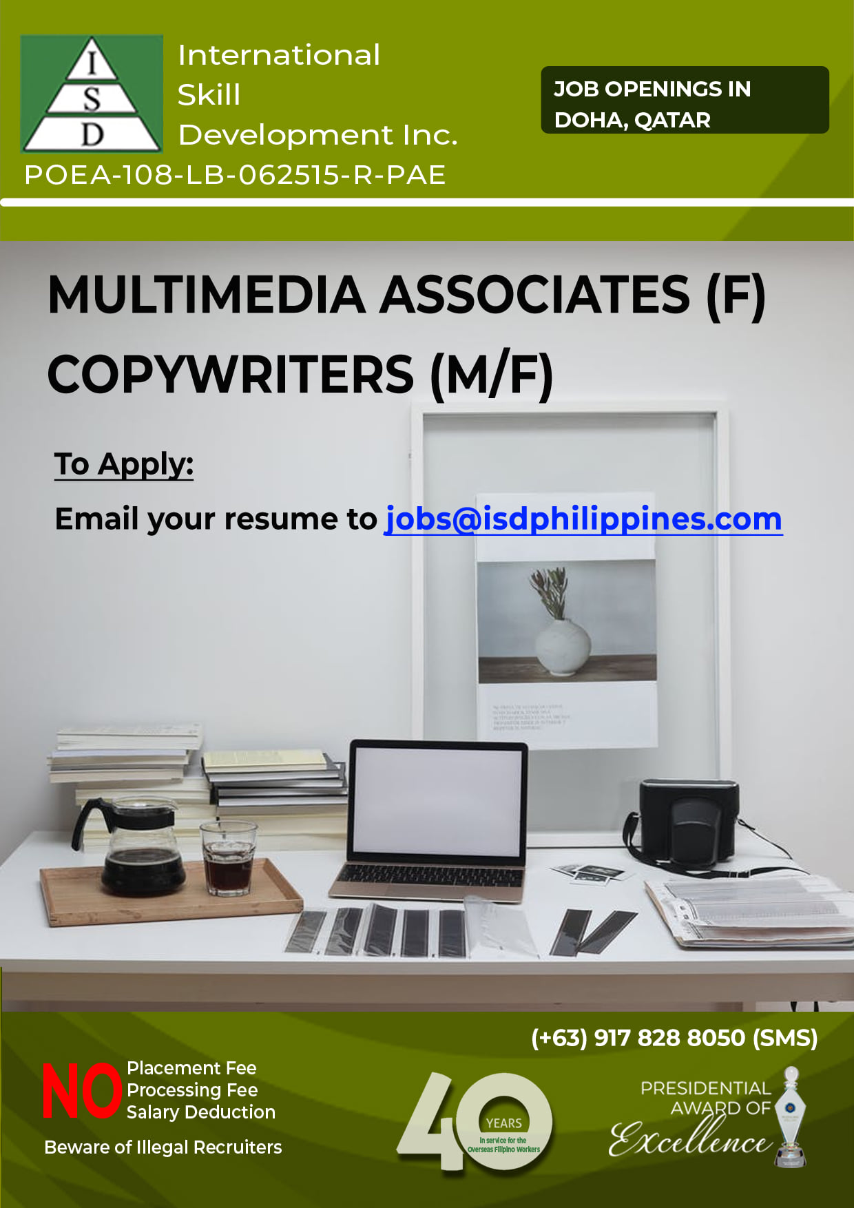 International Skill Development Inc Job Openings In Doha Qatar To Apply Please Send Your Resume To Jobs Isdphilippines Com Copywriters M F Qualifications Bachelor S Degree In Marketing Advertising Media Arts Design Creative Multimedia Or