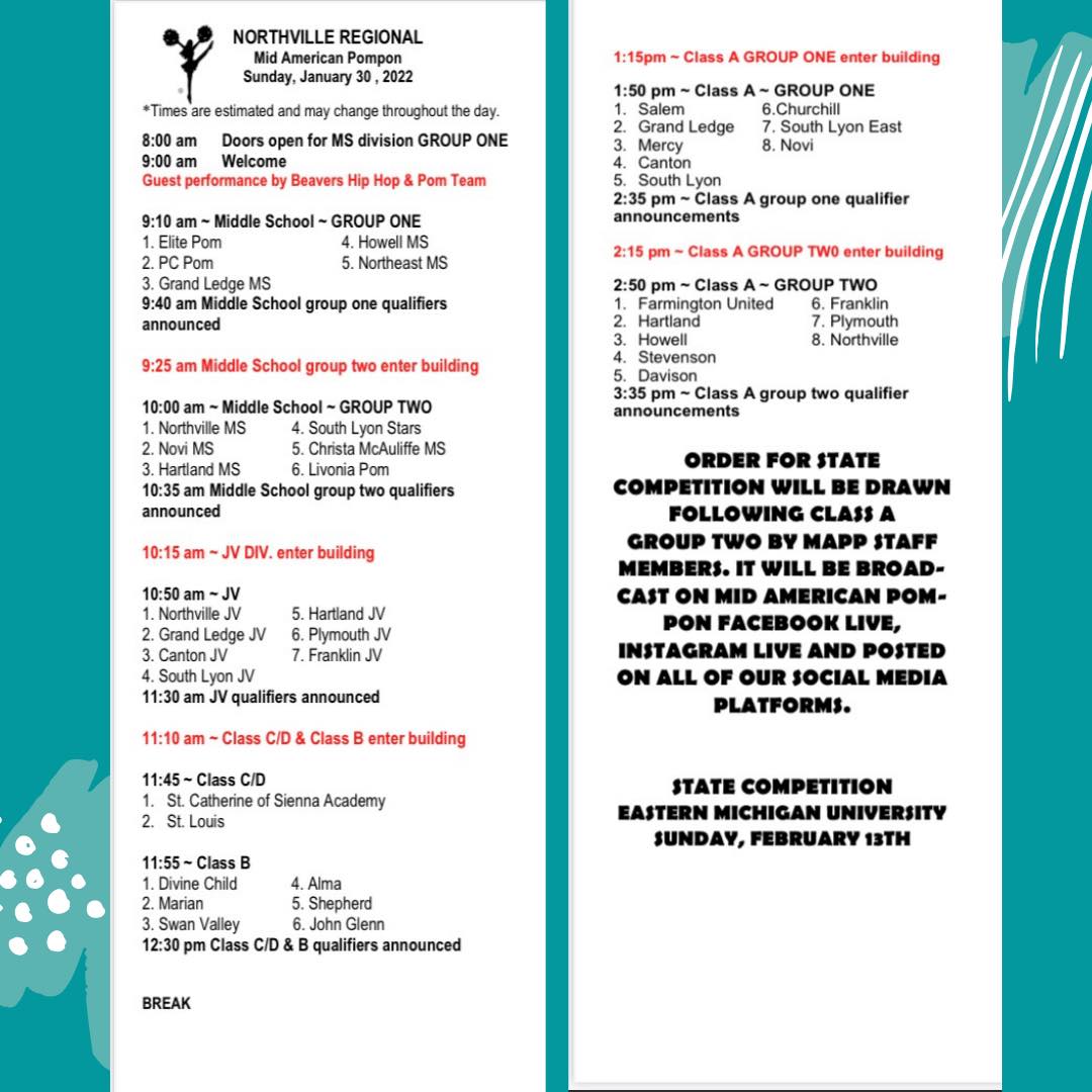 Updated Northville regionals... - Mid American Pompon | Facebook