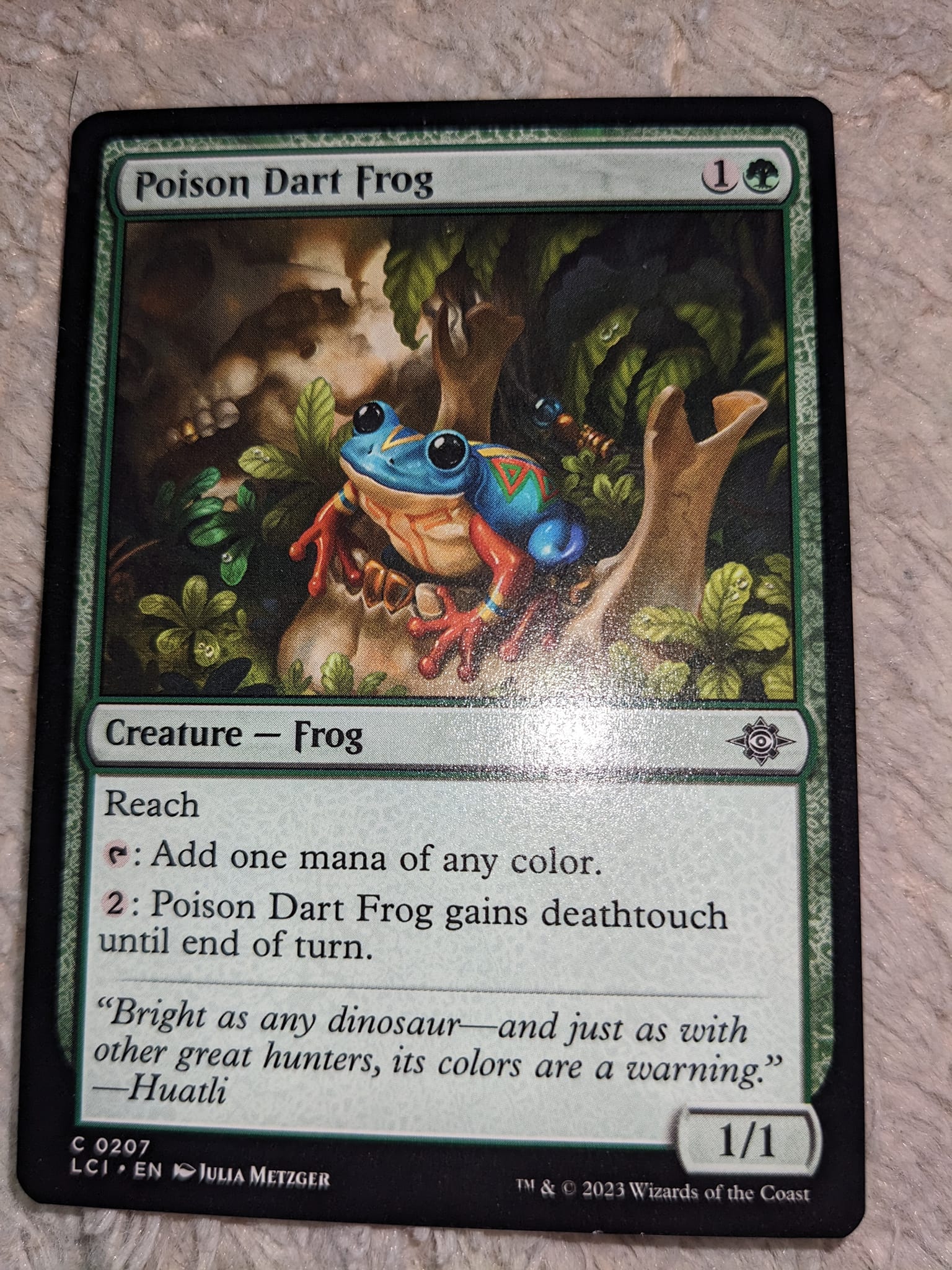 poison dart frog mtg card Magic The Gathering - Modern Horizons 3 Commander The Lost Caverns of Ixalan (LCI) #207 Illustrated by Julia Metzger Magic Poison Dart Frog (Ripple Foil)