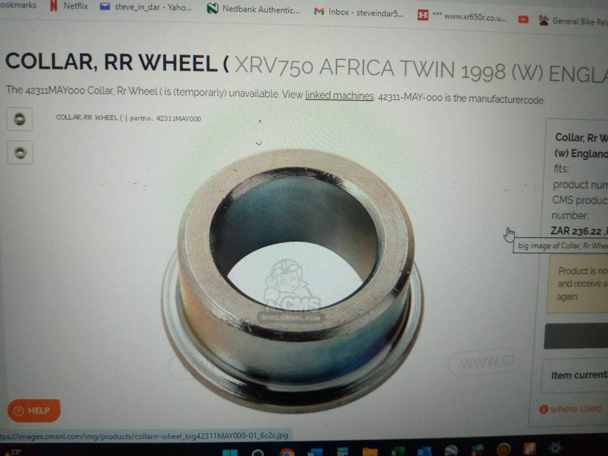 Genuine NOS Rear Wheel QD Outer Distance Spacer Collar For Triumph – 37-1170