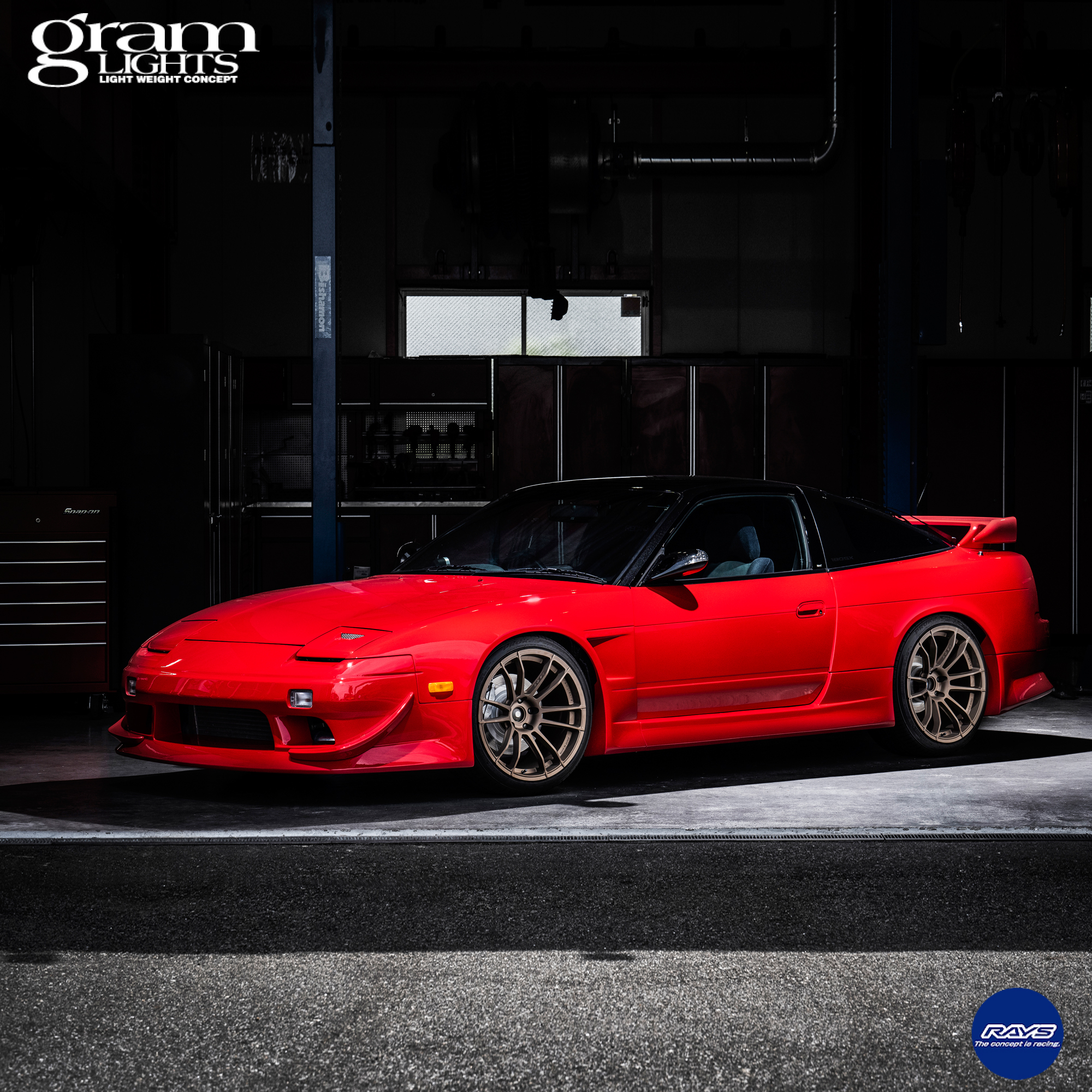 gramLIGHTS 57XR x NISSAN 180SX @technosport_factory  #rays