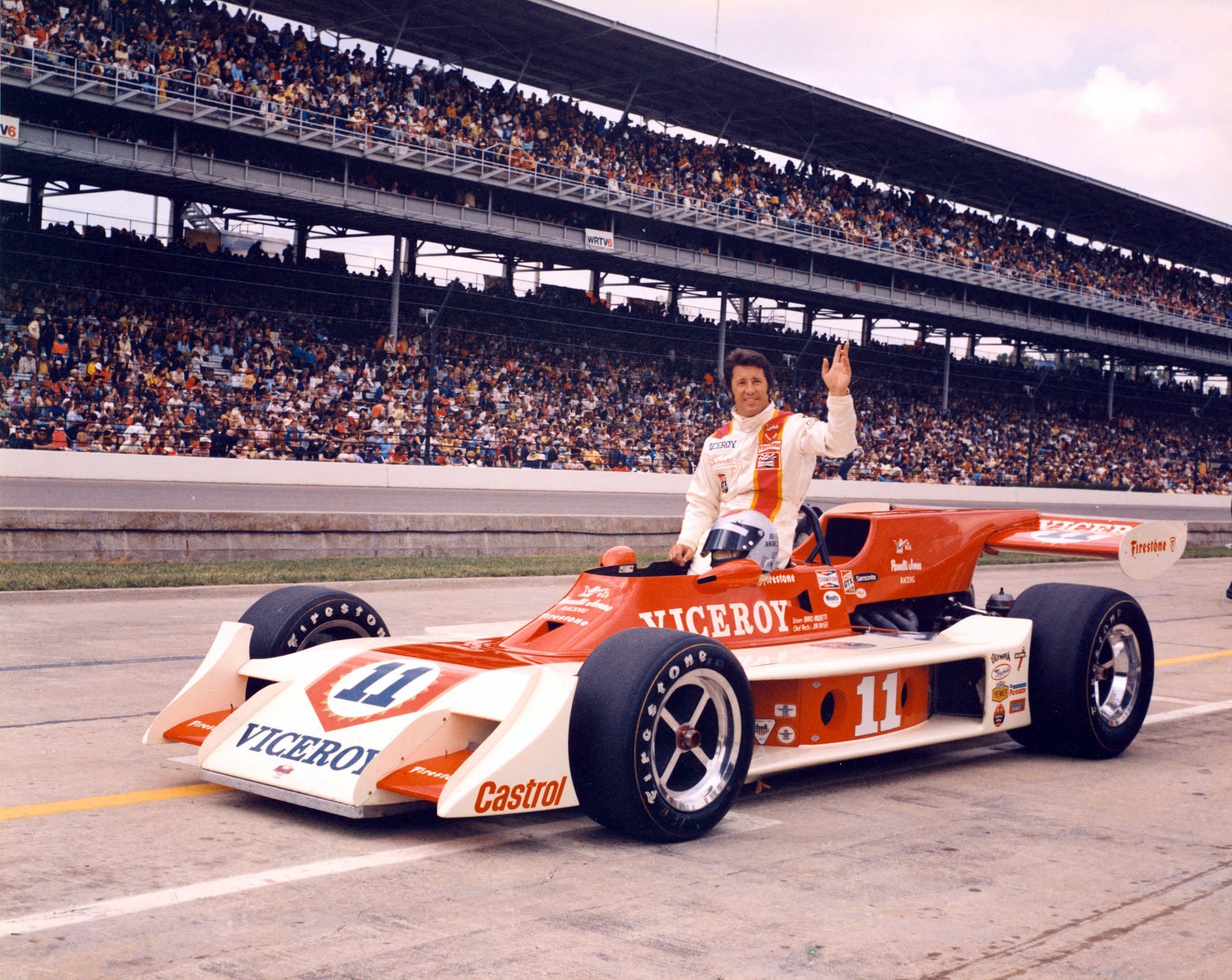 Mario Andretti with his Viceroy, Parnelli, Offy. 1973 month of May