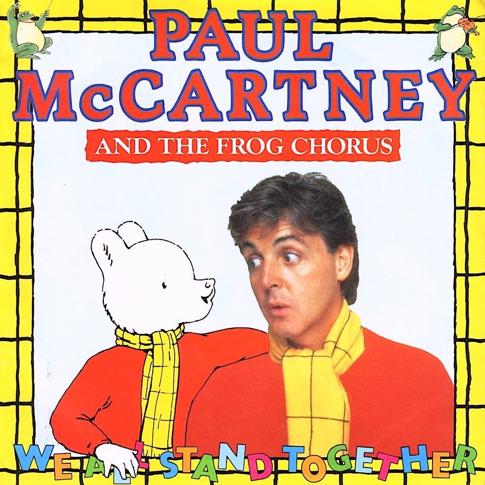 Paul and Rupert Bear during the video shoot for 'We All Stand