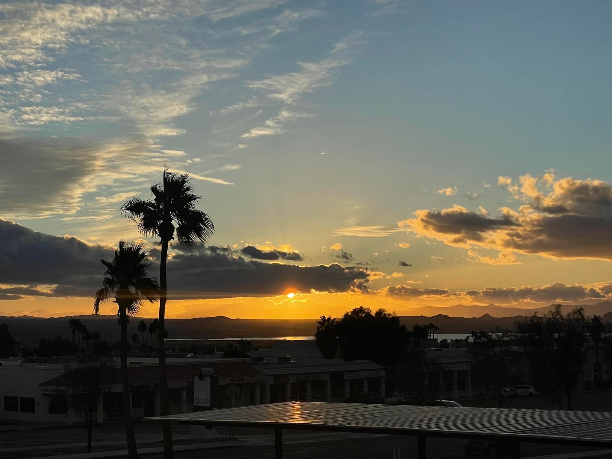 Spectacular sunset in Avra Valley, Arizona with rain showers