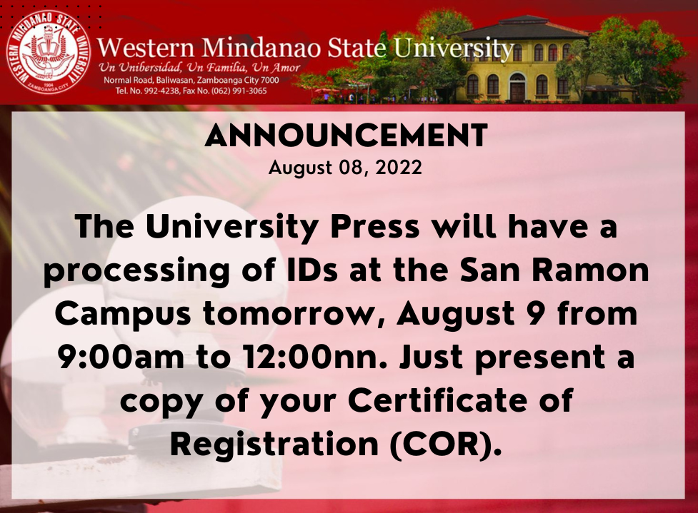 Western Mindanao State University - The University Press will be at the ...