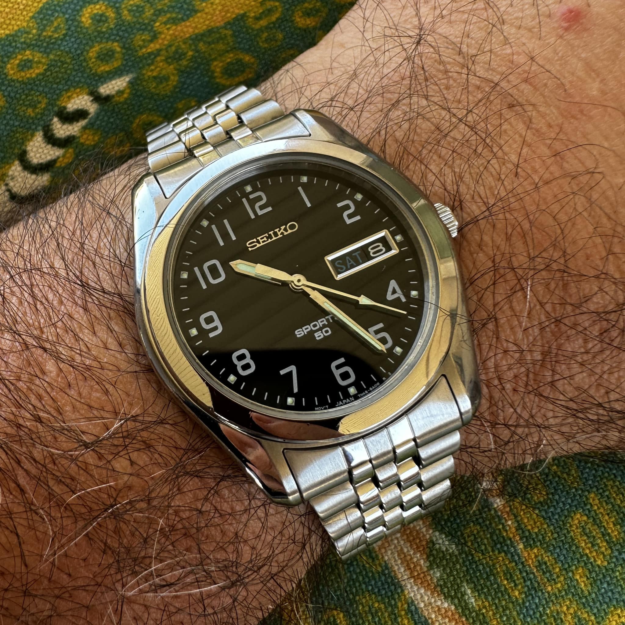 Seiko 7N48-8A00 from May 1995 on OEM Jubilee bracelet
