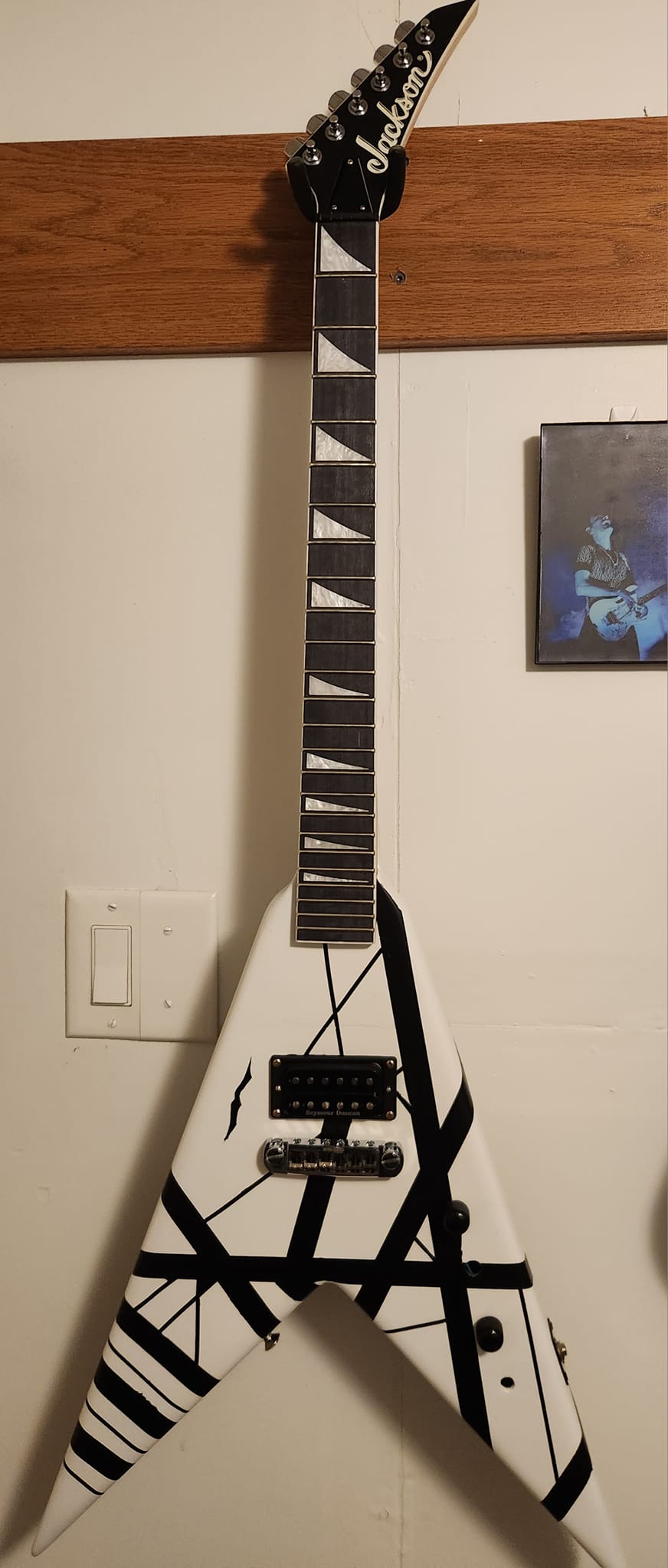 Eddie Van Halen tribute guitar build with black and white Frankie
