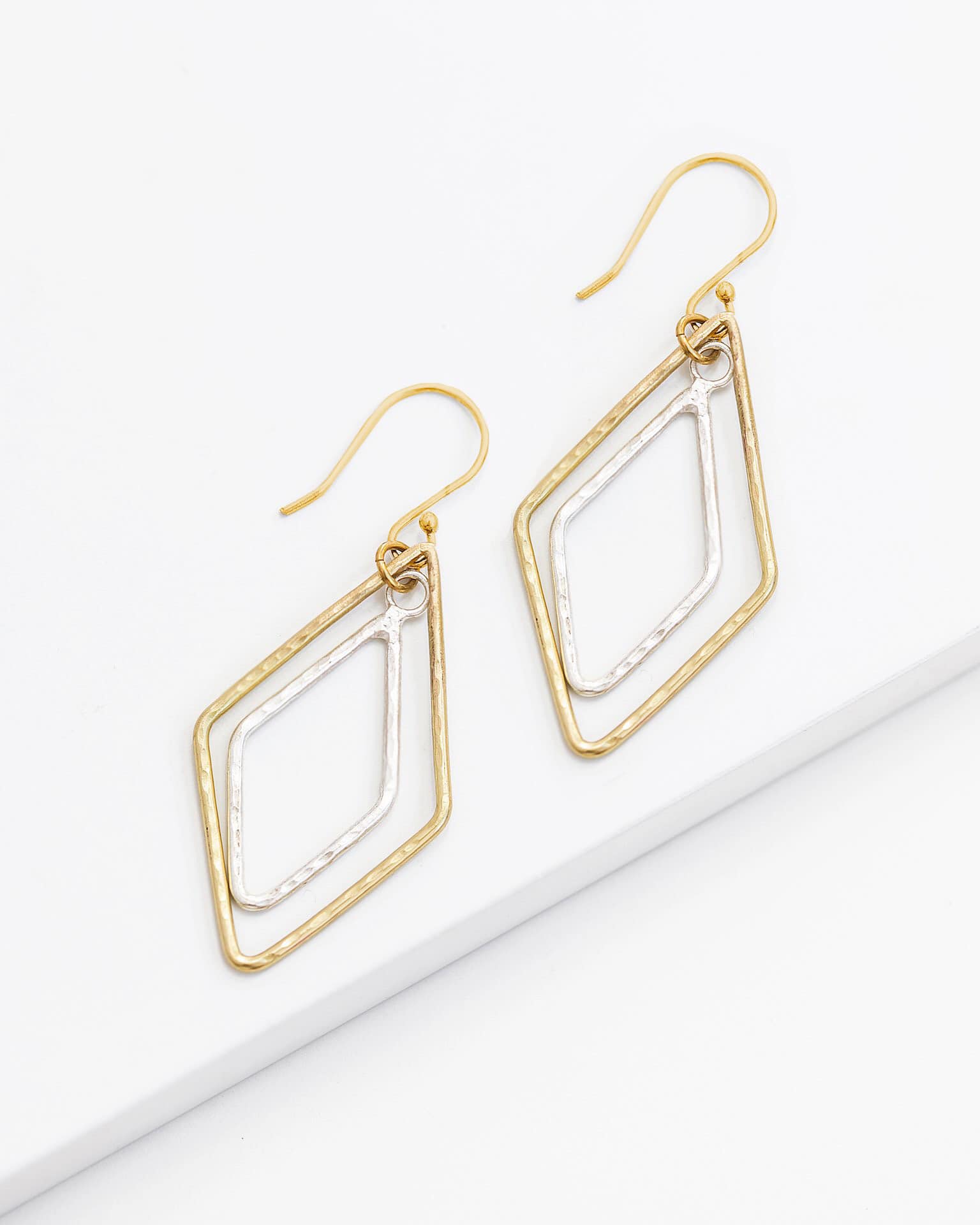 Clip-On Drop Earrings – Textured Silver & Black Circle Hoops, Vintage Retro Style
