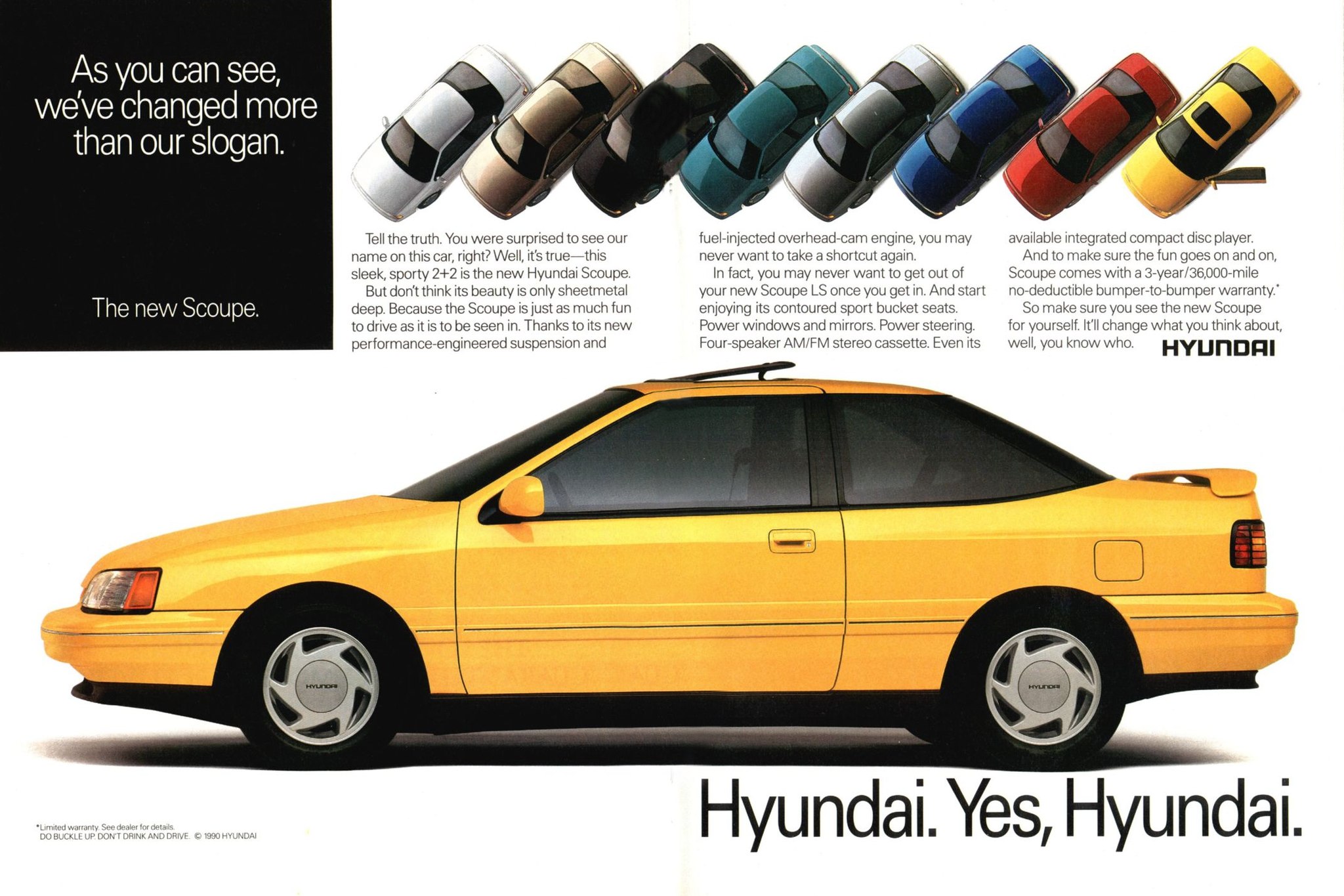1991 Hyundai Scoupe Ad. Time Magazine, September 24th 1990.