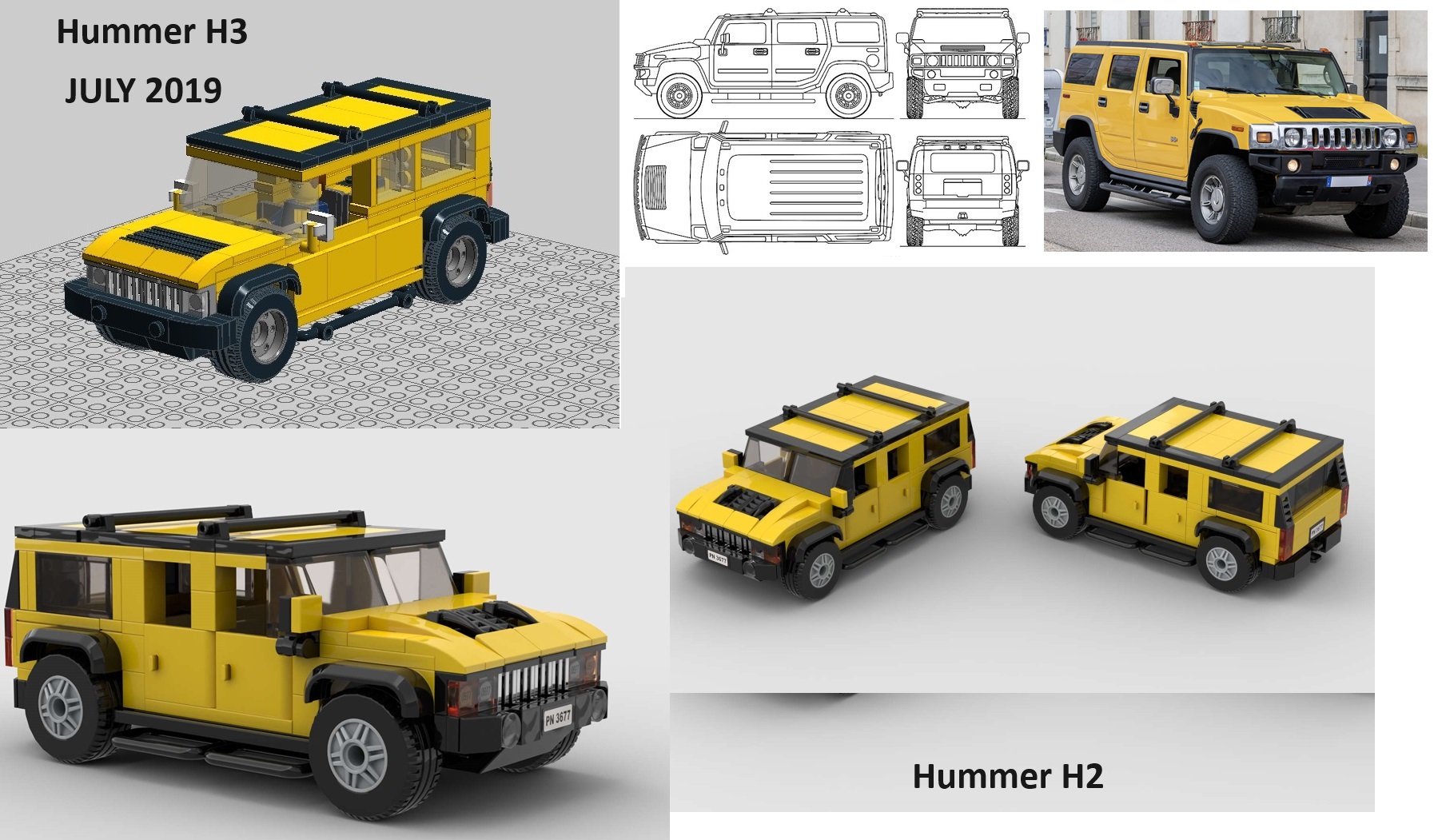 Lego Hummer H2 design with auto doors