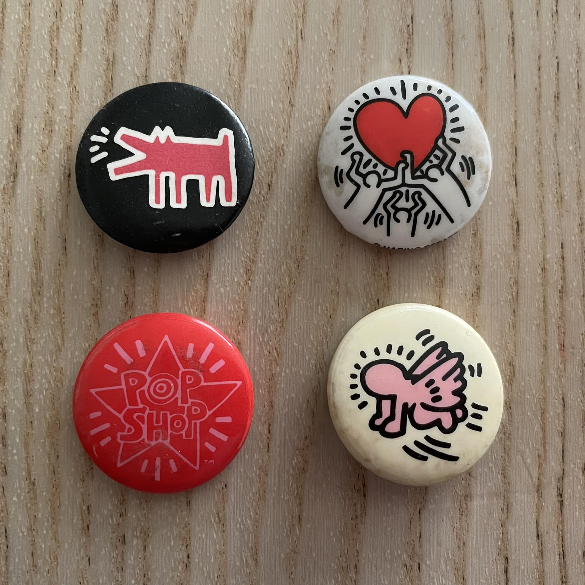 Keith Haring 1 inch pin badges from the 80s