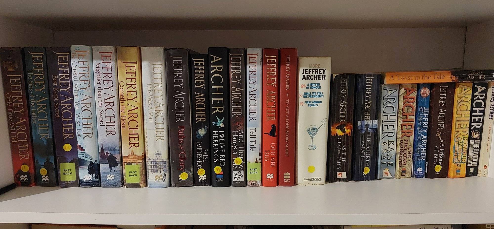 My small collection of the magnificent Jeffrey Archer's novels.