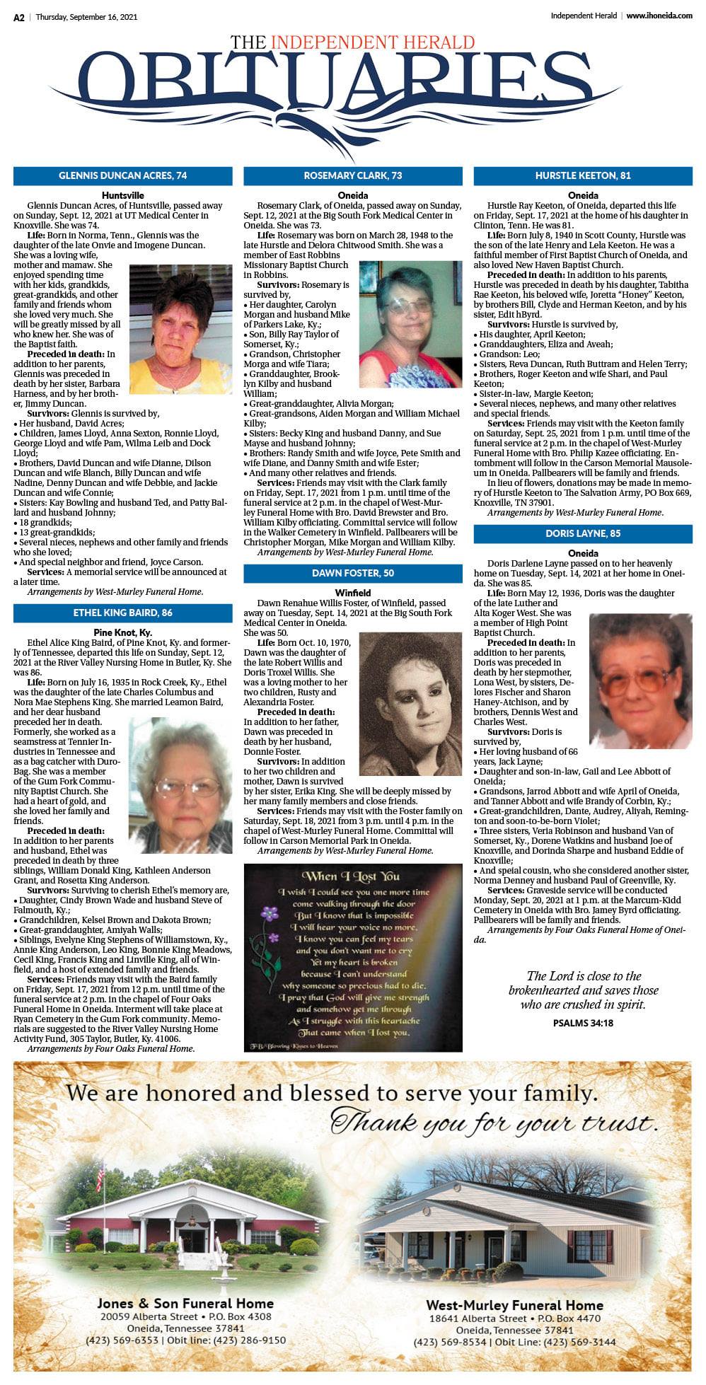 This week's obituaries pages. - Independent Herald | Facebook