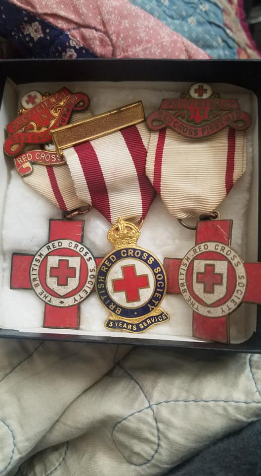 WW2 lady's Red Cross and St John's badges and medals