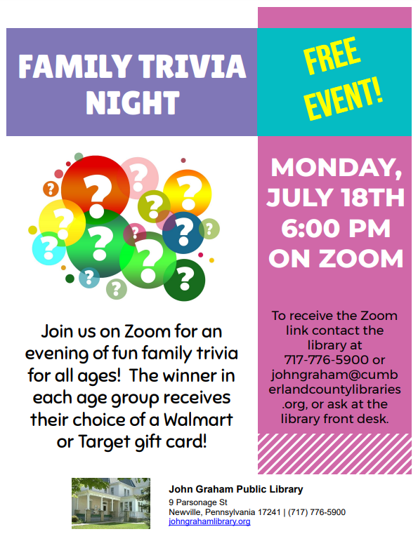 Join us on Zoom for an evening of... - John Graham Library