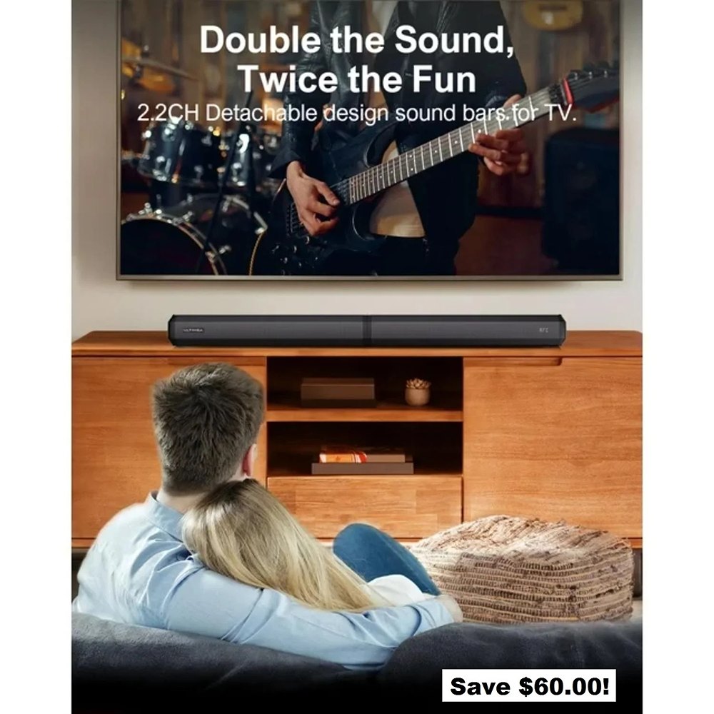 Puxinat 2 in 1 Separable Sound Bar for Smart TV, 2.2