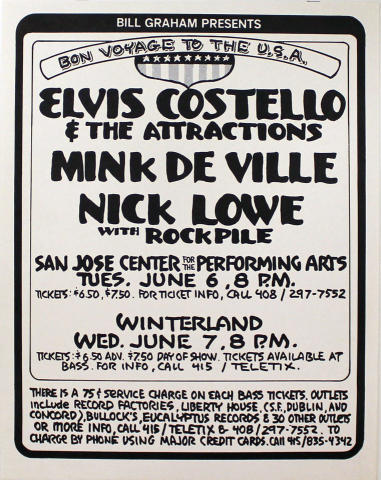 Elvis Costello & The Attractions, Mink De Ville and Nick Lowe Bay