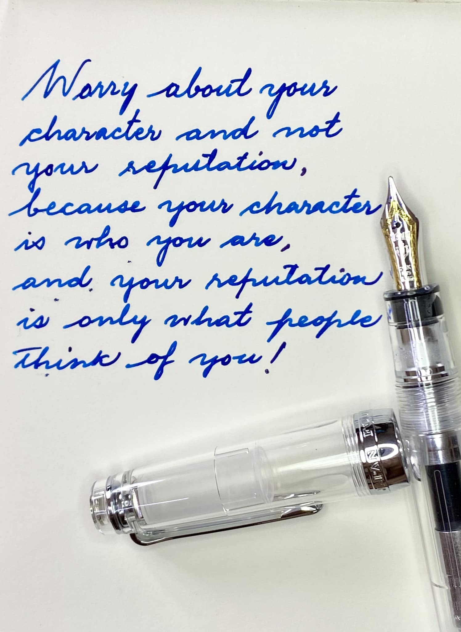 Montblanc Elixir Azure ink in Sailor 1911L 21k demonstrator