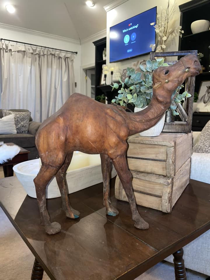 Sassy leather wrapped camel found at vendor mall