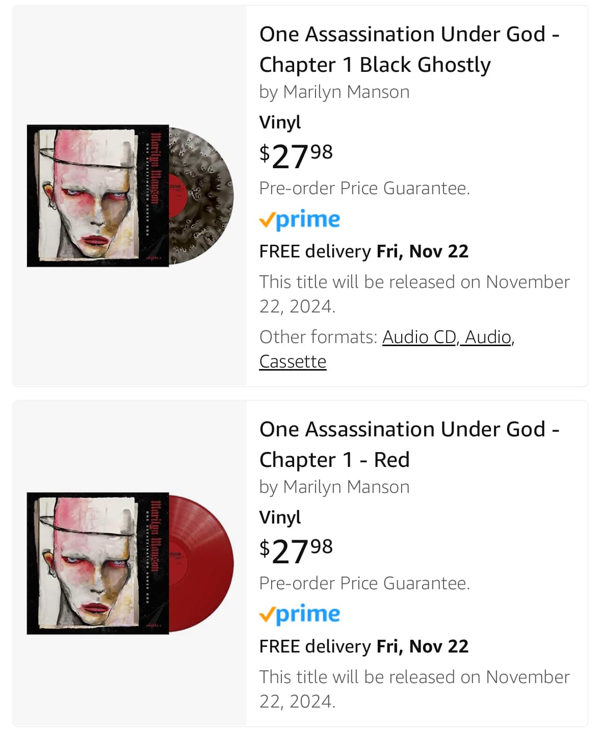 Amazon Exclusive Marilyn Manson Vinyl Variant Available
