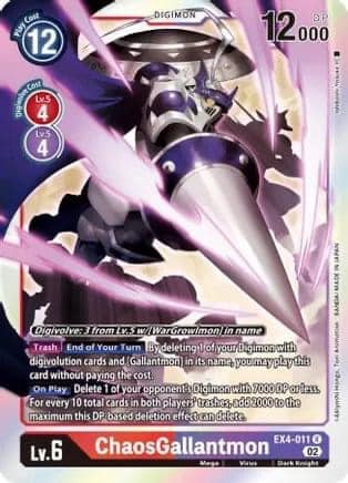 chaos cards digimon Card Game - NEXT ADVENTURE (BT07) Your [Lucemon] can digivolve into this card in your hand for a memory cost of 7 Digimon Alternative Being Rare ChaosGallantmon