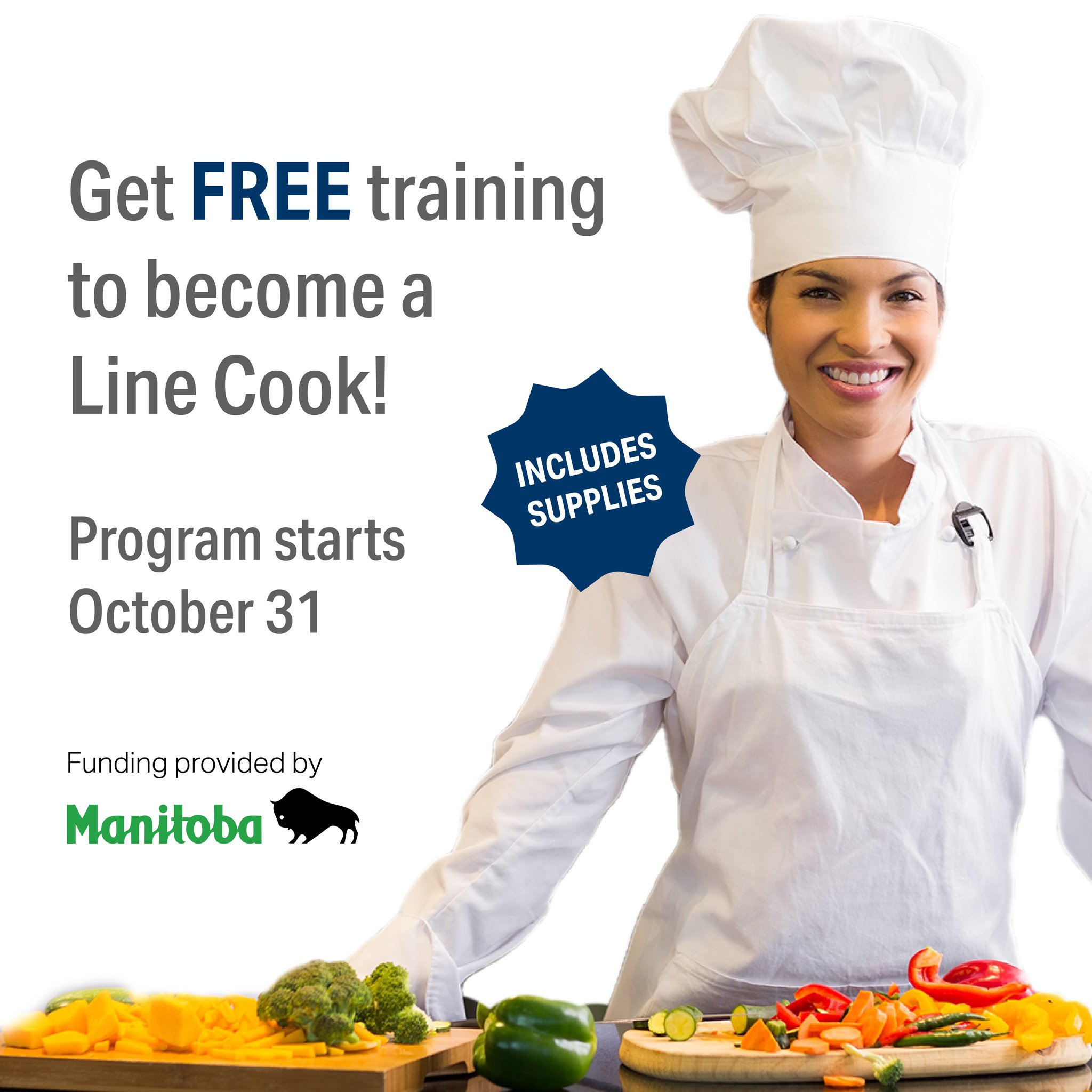 Manitoba - Become a Line Cook in just 4 weeks of FREE training. ($2,575 ...