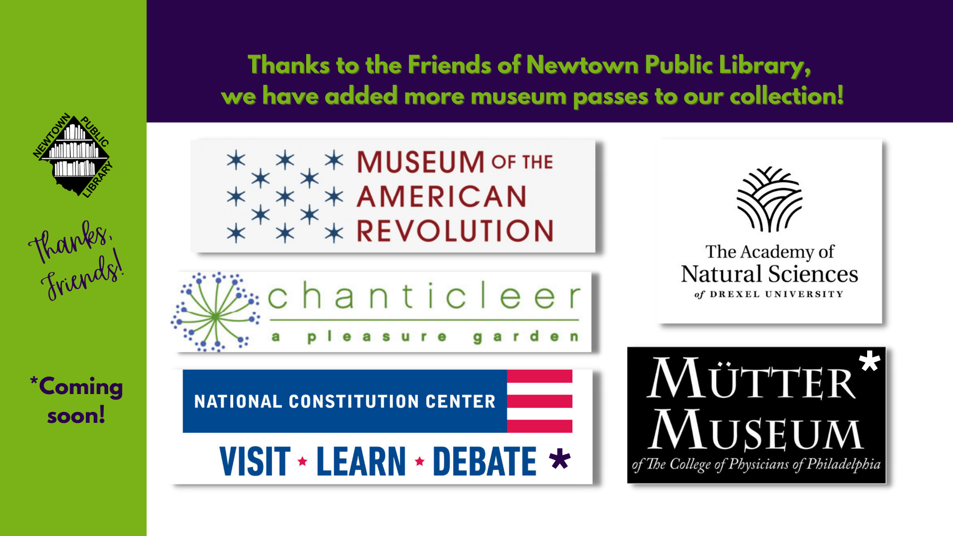 Our collection of museum passes... - Newtown Public Library | Facebook