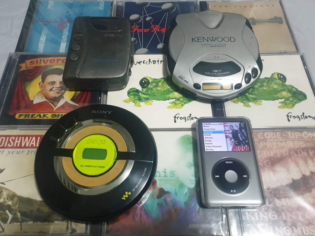 Evolution of my stick headphones- left-right -Early 90's homemade