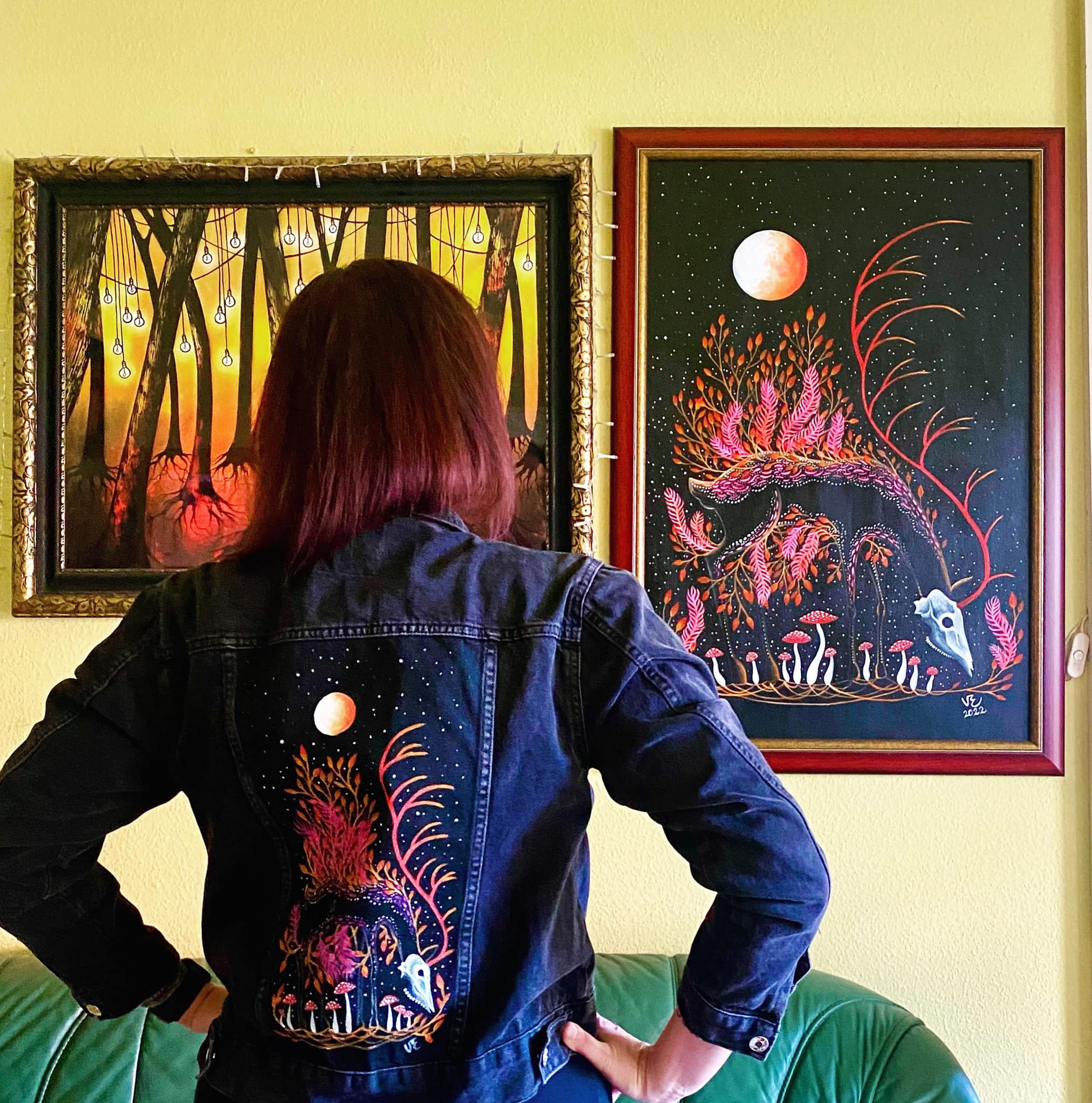 Handpainted Patrick Star on Denim Jacket